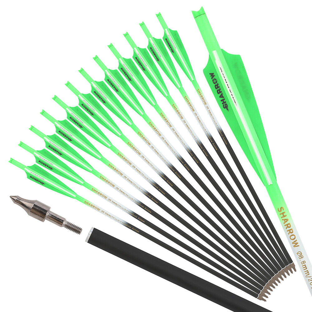 12pcs 16" 17" 18" 20" 22" Crossbow Bolts Carbon Arrows Vanes Bow Archery Hunting Shoot